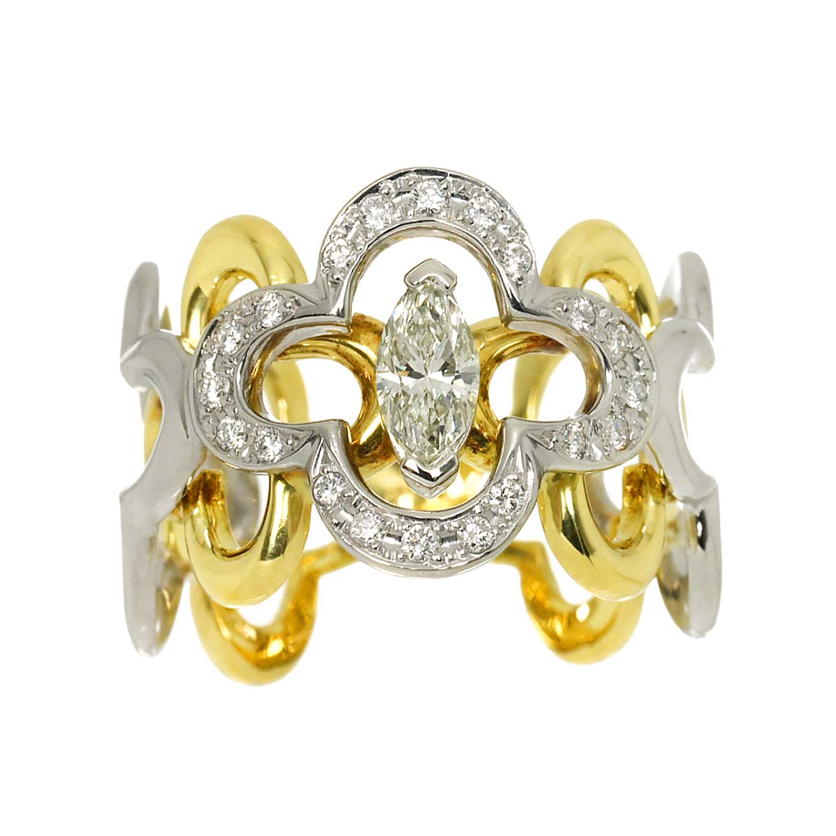 Diamond 0.463ct/0.22ct Ring 18K YG Pt Size7.25-7.5(US)