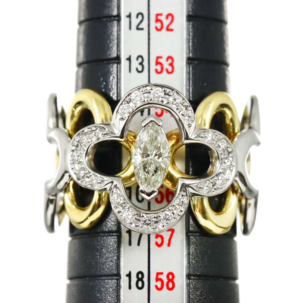 Diamond 0.463ct/0.22ct Ring 18K YG Pt Size7.25-7.5(US)