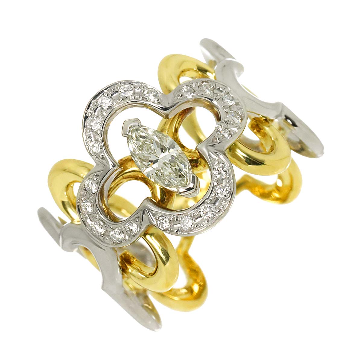 Diamond 0.463ct/0.22ct Ring 18K YG Pt Size7.25-7.5(US)