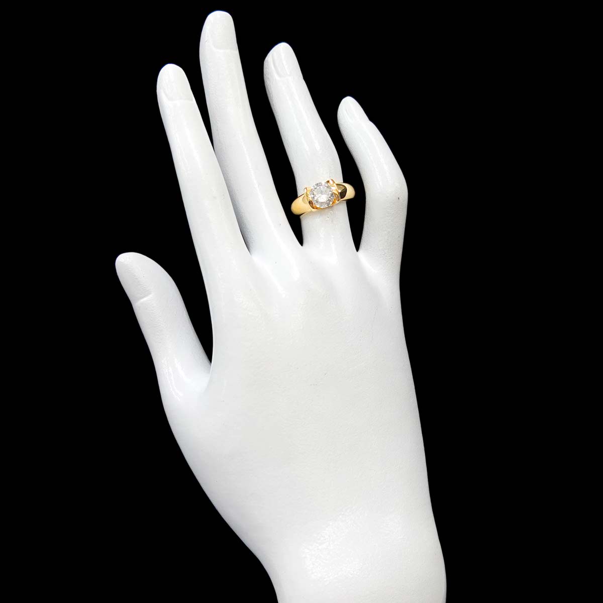 Diamond 1.64ct Ring 18K YG Yellow Gold 750 Size5-5.25(US)