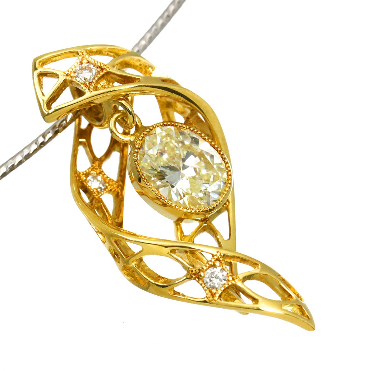 Diamond 0.594ct/0.05ct Necklace 18K K18 YG WG Yellow White Gold 750