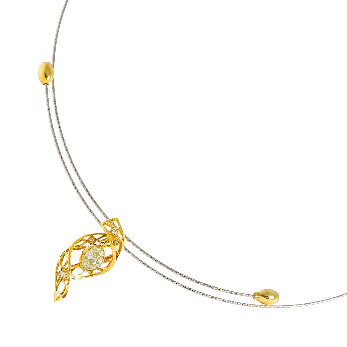 Diamond 0.594ct/0.05ct Necklace 18K K18 YG WG Yellow White Gold 750