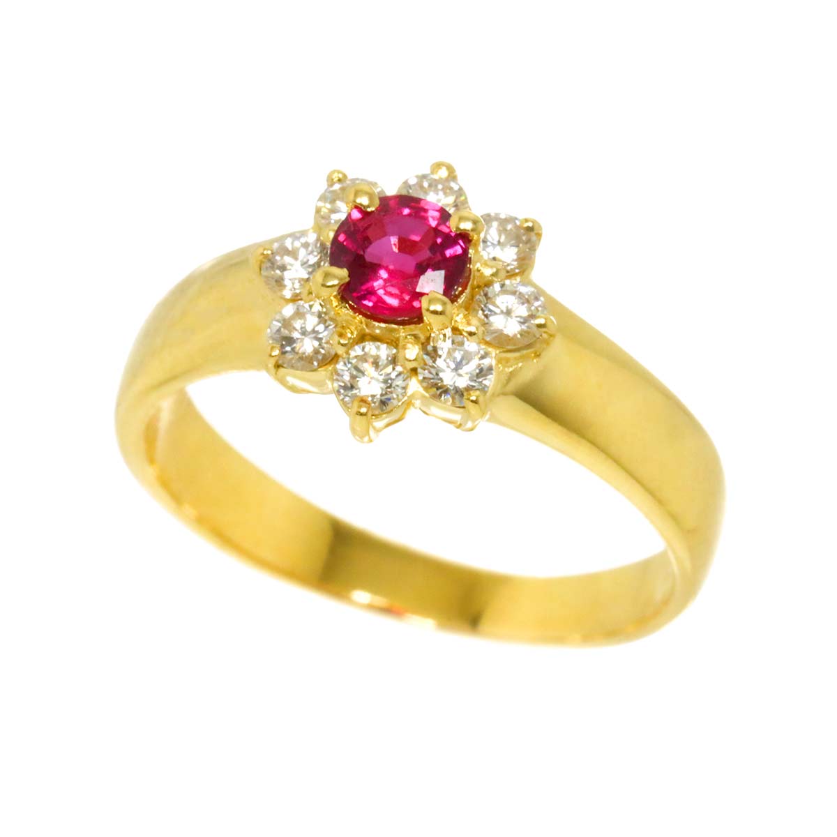 Ruby 0.38ct Diamond 0.33ct Ring 18K YG size5.5-5.75(US)