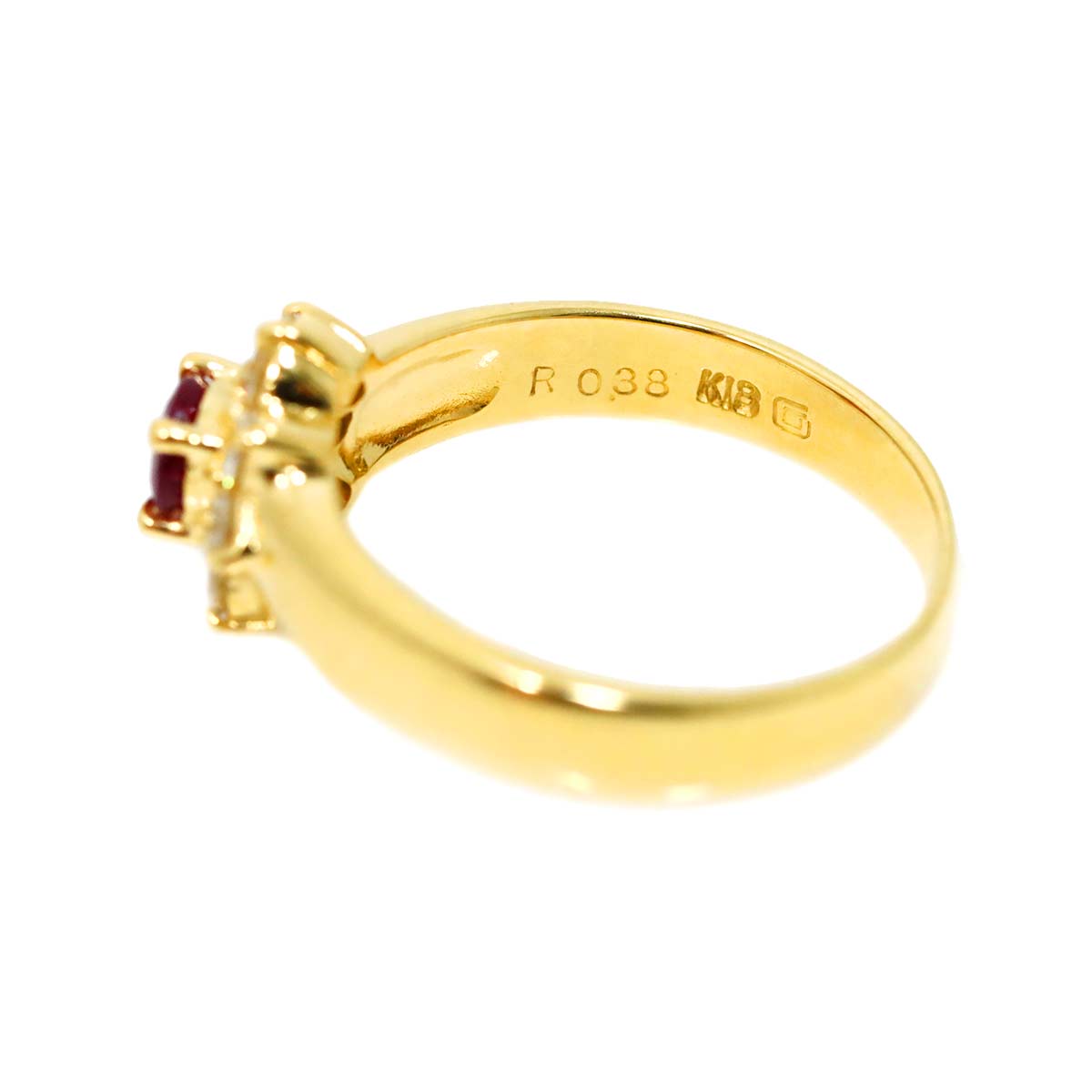 Ruby 0.38ct Diamond 0.33ct Ring 18K YG size5.5-5.75(US)