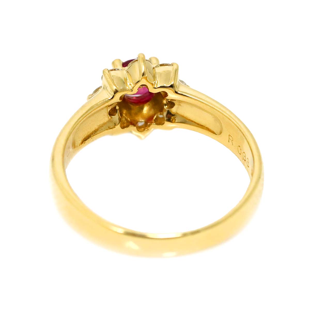 Ruby 0.38ct Diamond 0.33ct Ring 18K YG size5.5-5.75(US)