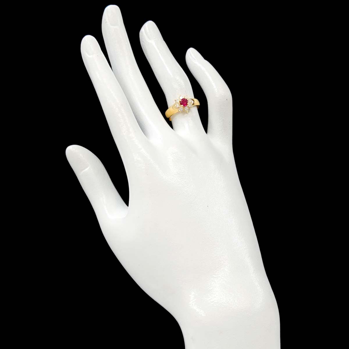 Ruby 0.38ct Diamond 0.33ct Ring 18K YG size5.5-5.75(US)