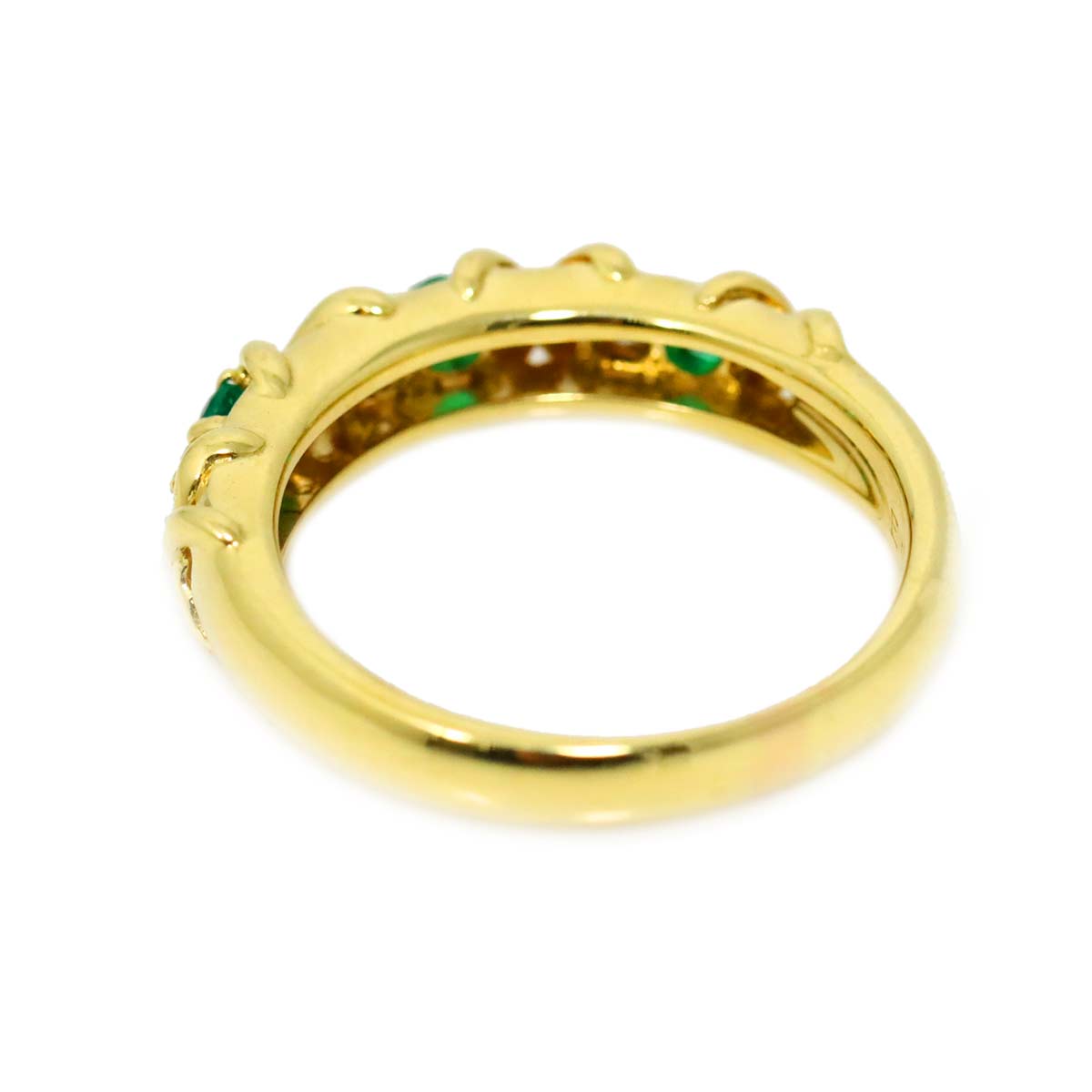 Emerald 0.18ct Diamond 0.17ct Ring K18 YG Yellow Gold size6(US)