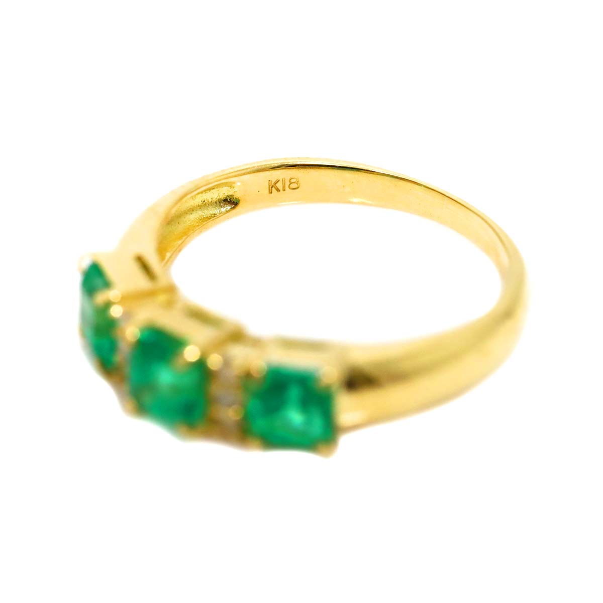 Emerald 1.02ct Diamond 0.06ct Ring 18K YG 750 size4.5((US)