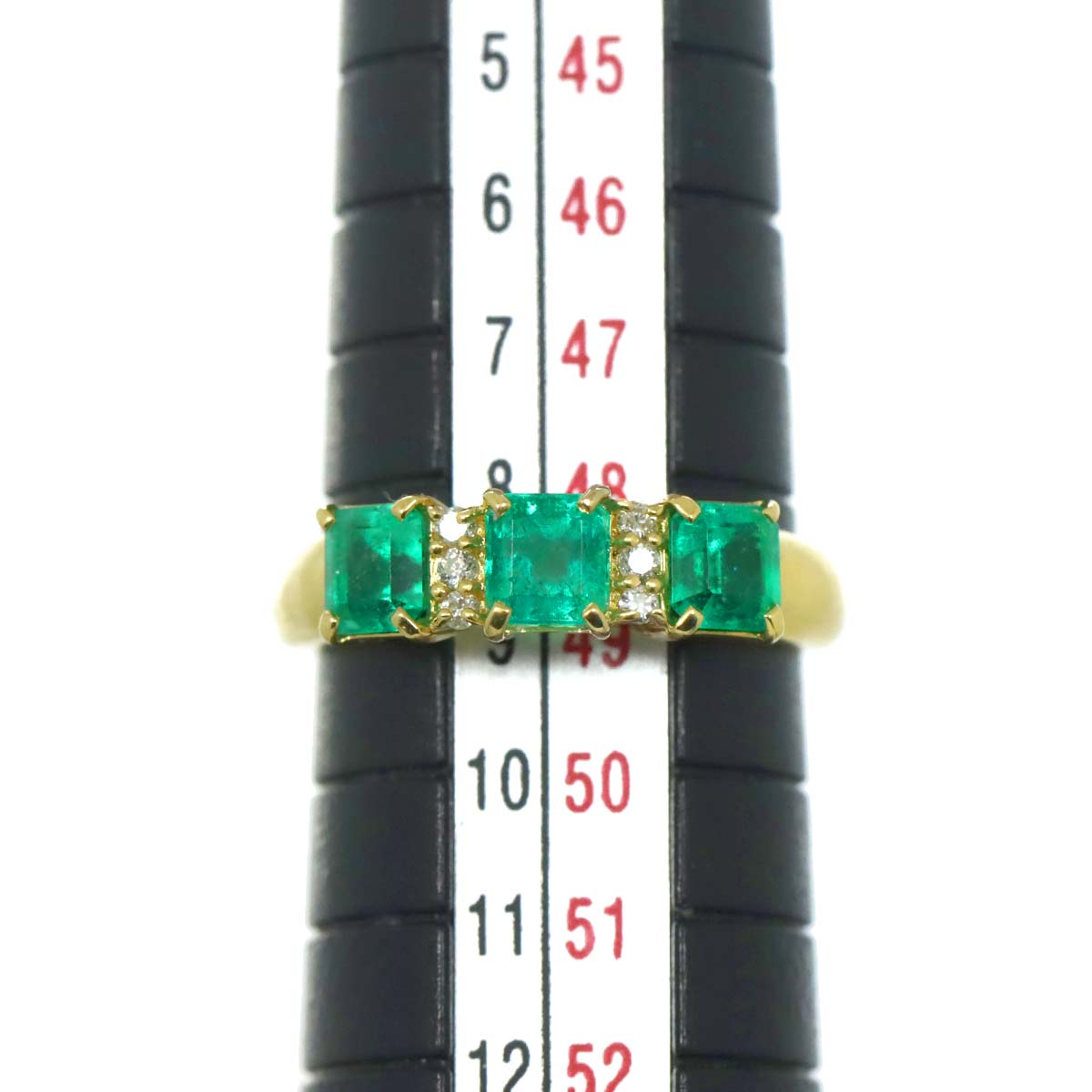 Emerald 1.02ct Diamond 0.06ct Ring 18K YG 750 size4.5((US)
