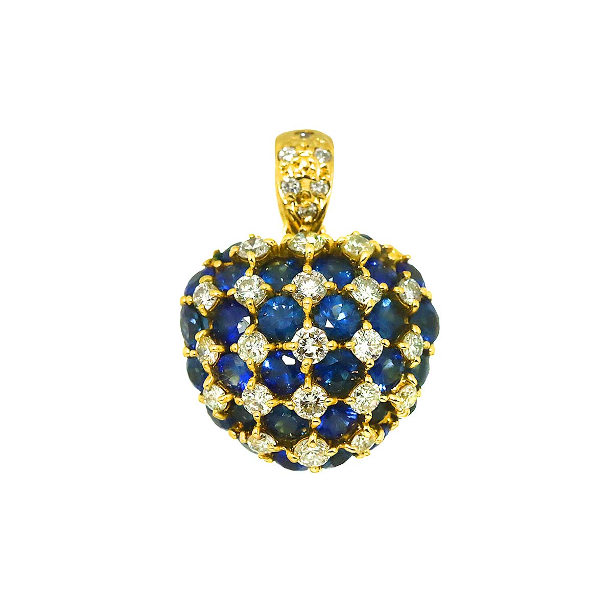 Sapphire 2.00ct Diamond 0.65ct Pendant Top 18K K18 YG Yellow Gold 750