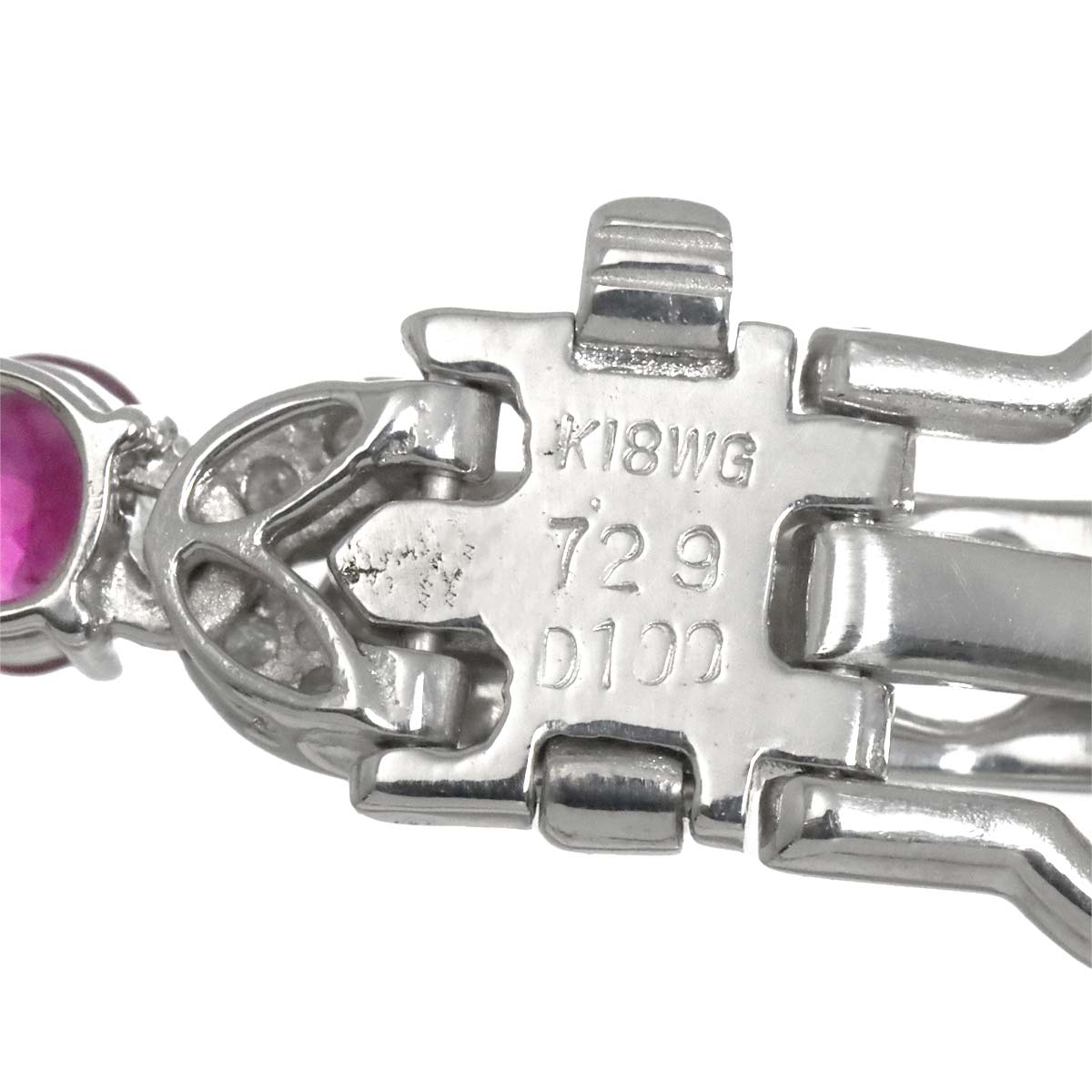 Ruby 7.29ct Diamond 1.00ct Bracelet 18K K18 WG White Gold 750