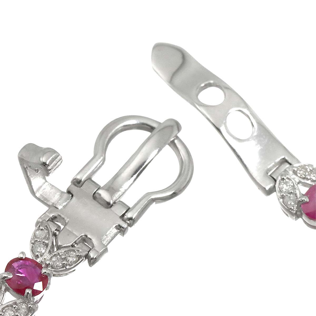 Ruby 7.29ct Diamond 1.00ct Bracelet 18K K18 WG White Gold 750