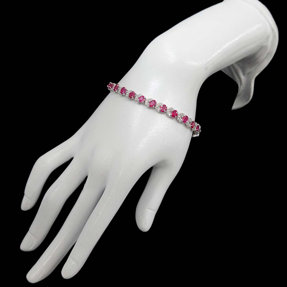 Ruby 7.29ct Diamond 1.00ct Bracelet 18K K18 WG White Gold 750