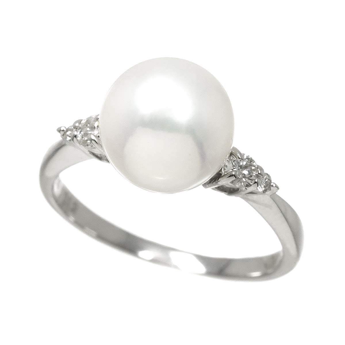 Akoya Pearl 8.9mm Diamond 0.12ct Ring Pt Platinum Size5-5.25(US)