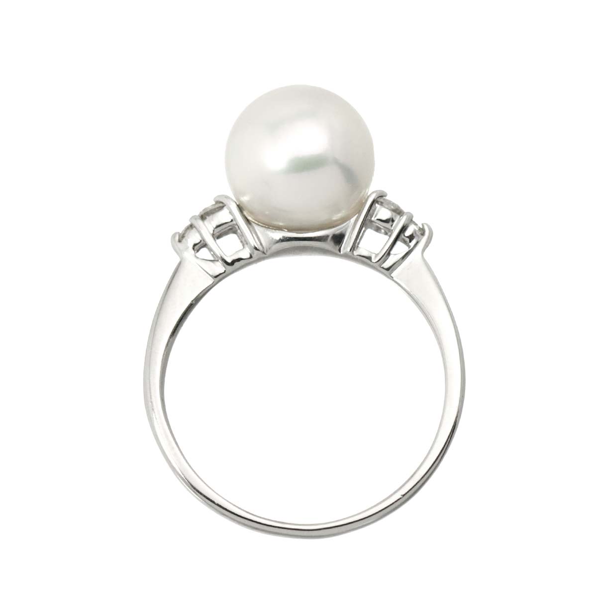 Akoya Pearl 8.9mm Diamond 0.12ct Ring Pt Platinum Size5-5.25(US)