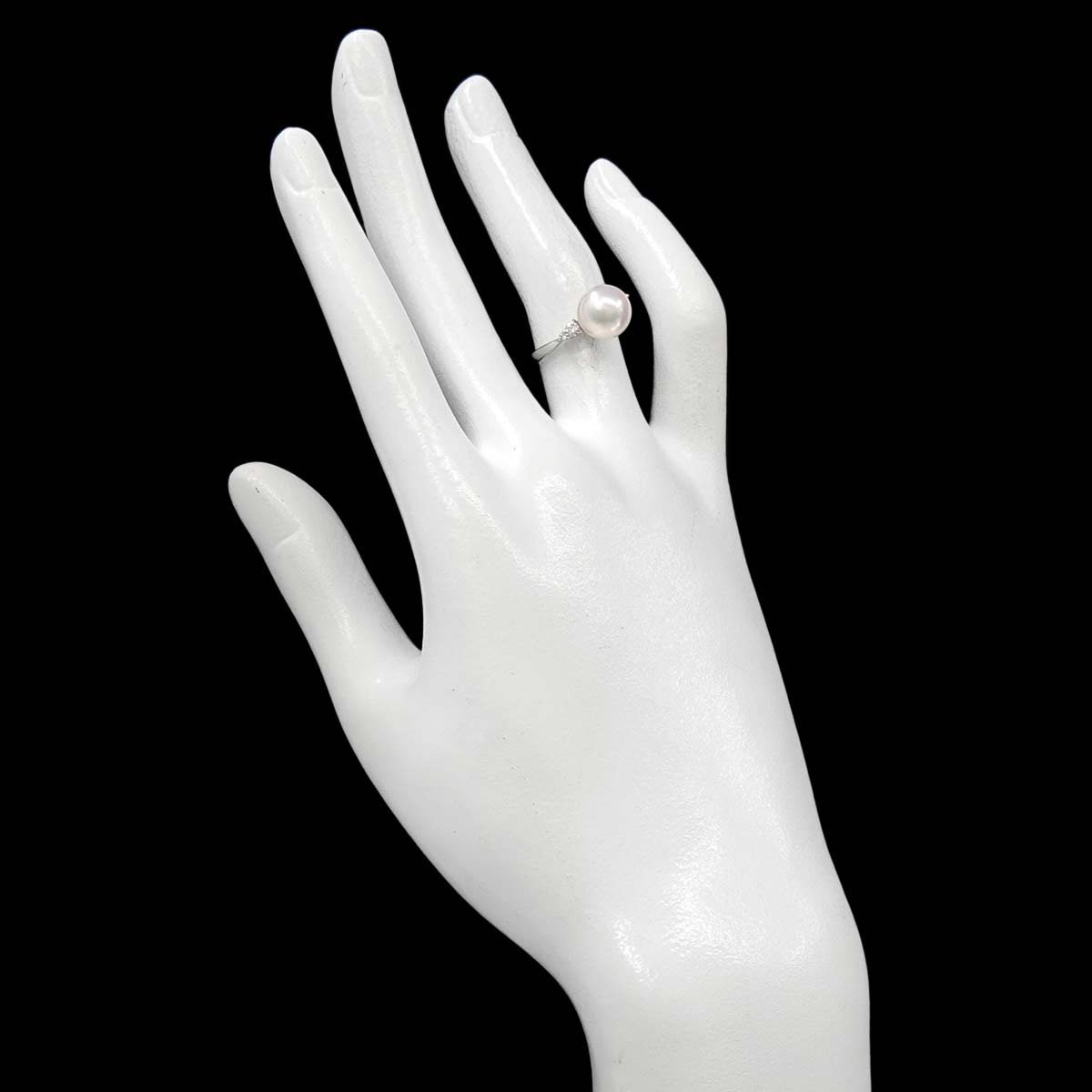 Akoya Pearl 8.9mm Diamond 0.12ct Ring Pt Platinum Size5-5.25(US)