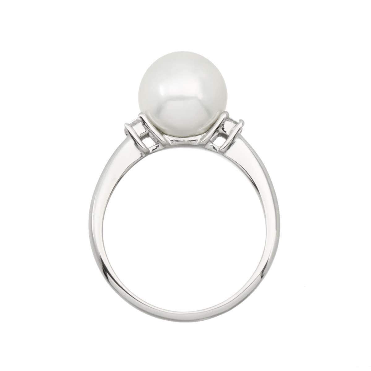 South Sea pearl 9.7mm Diamond 0.16ct Ring Pt Platinum Size6.5-6.75(US)