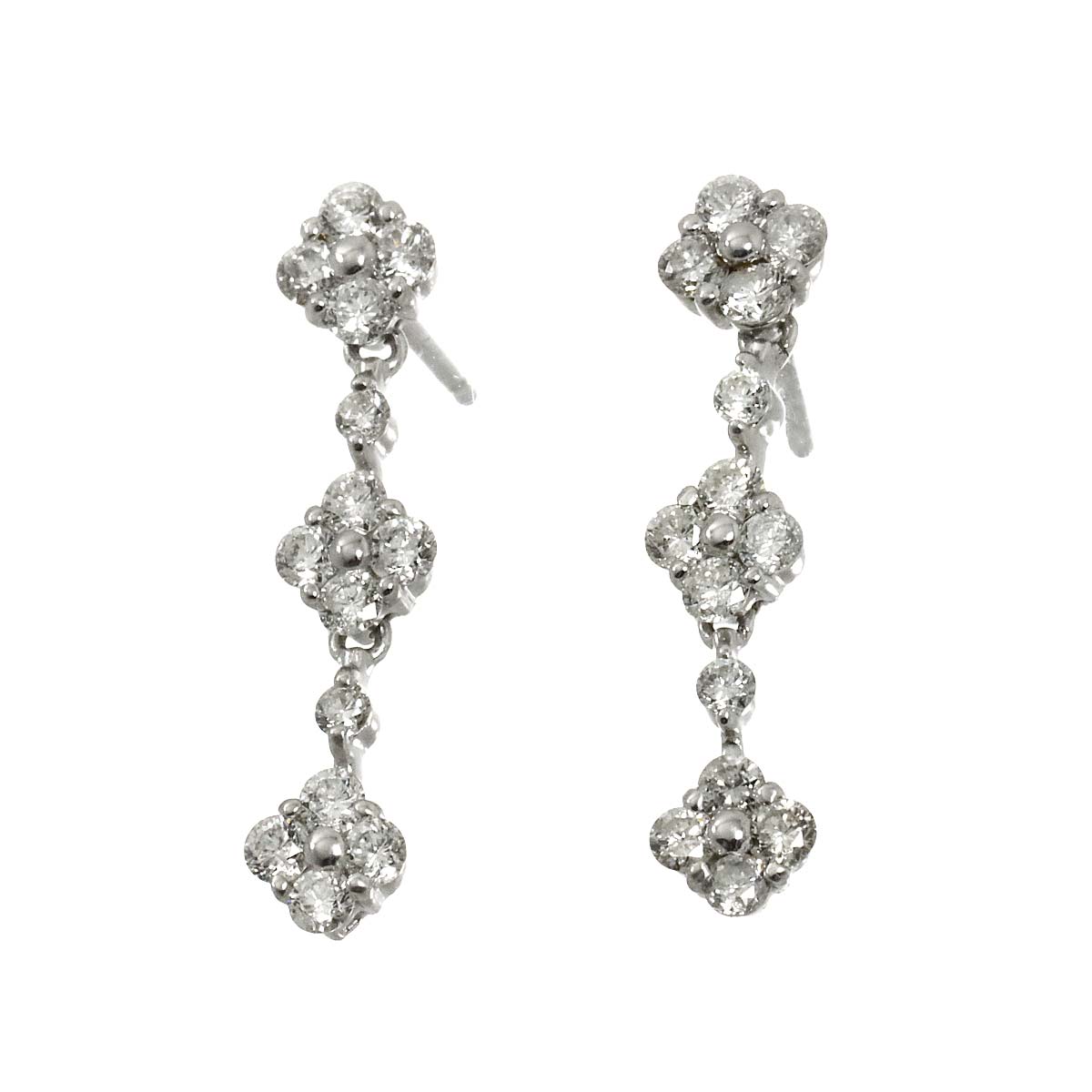 Diamond 0.50ct/0.50ct Earrings Pierced 18K K18 WG 750