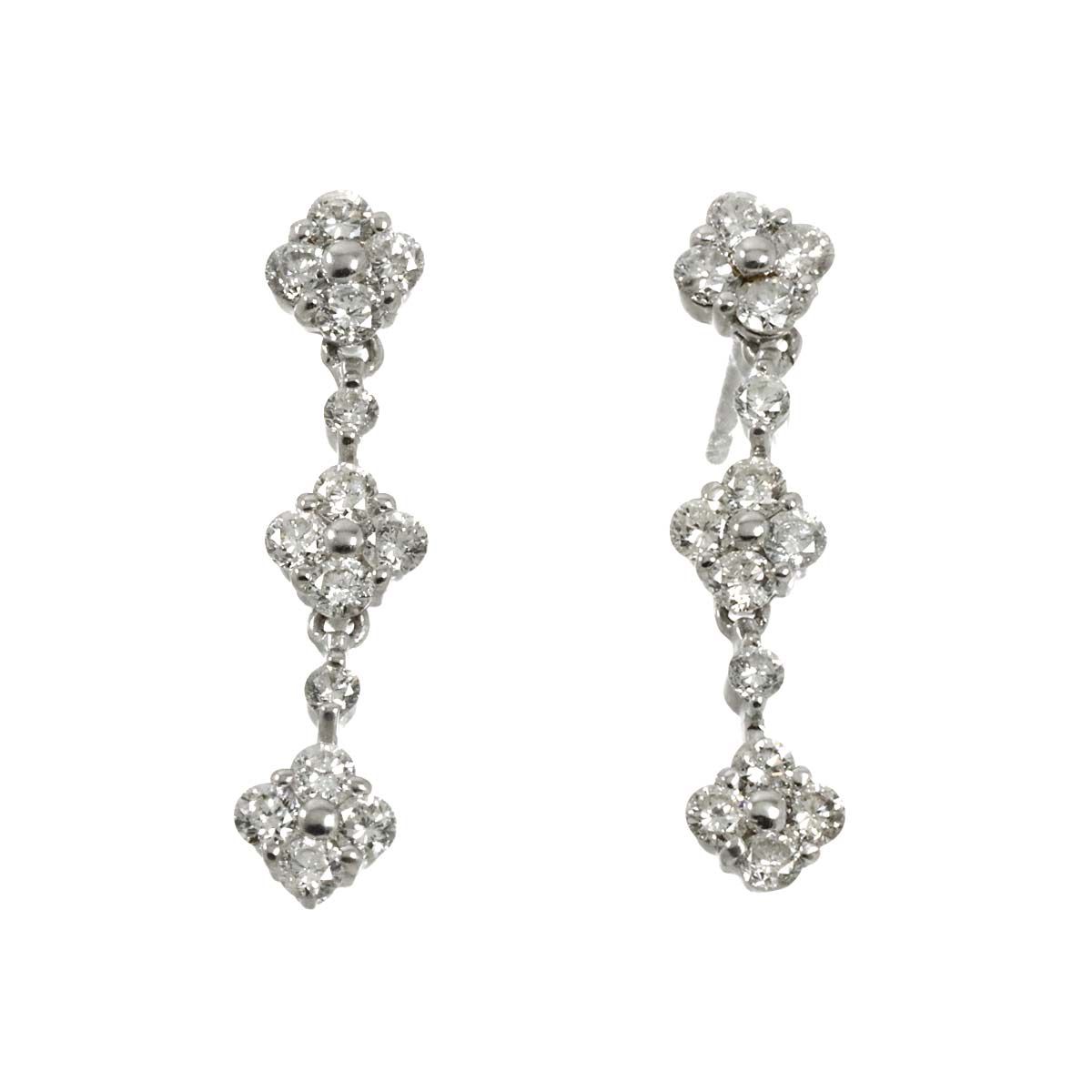 Diamond 0.50ct/0.50ct Earrings Pierced 18K K18 WG 750