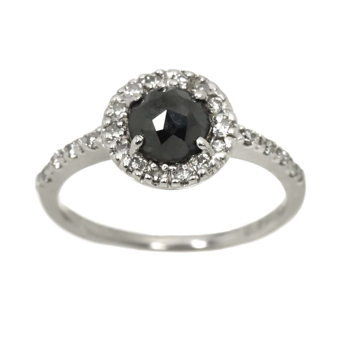 Black Diamond 0.82ct Diamond Ring K18 WG White Gold size3.75-4(US)