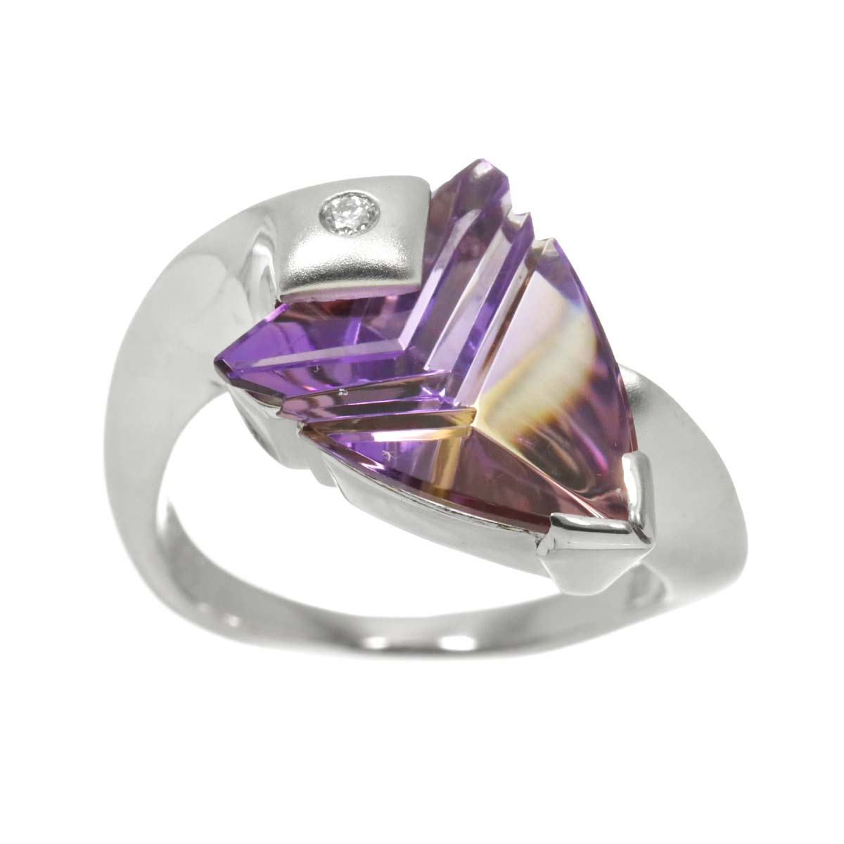Ametrine 3.91ct Diamond 0.03ct Ring Pt Platinum size7.25(US)