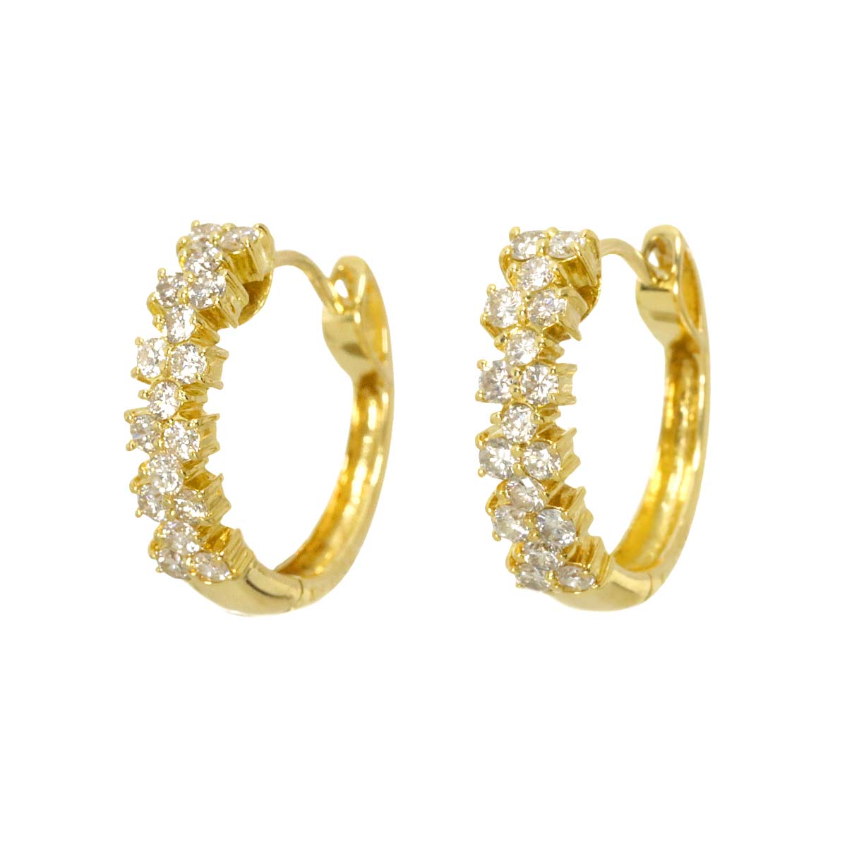 Diamond 0.35ct/0.35ct Earrings Pierced 18K YG Yellow Gold 750