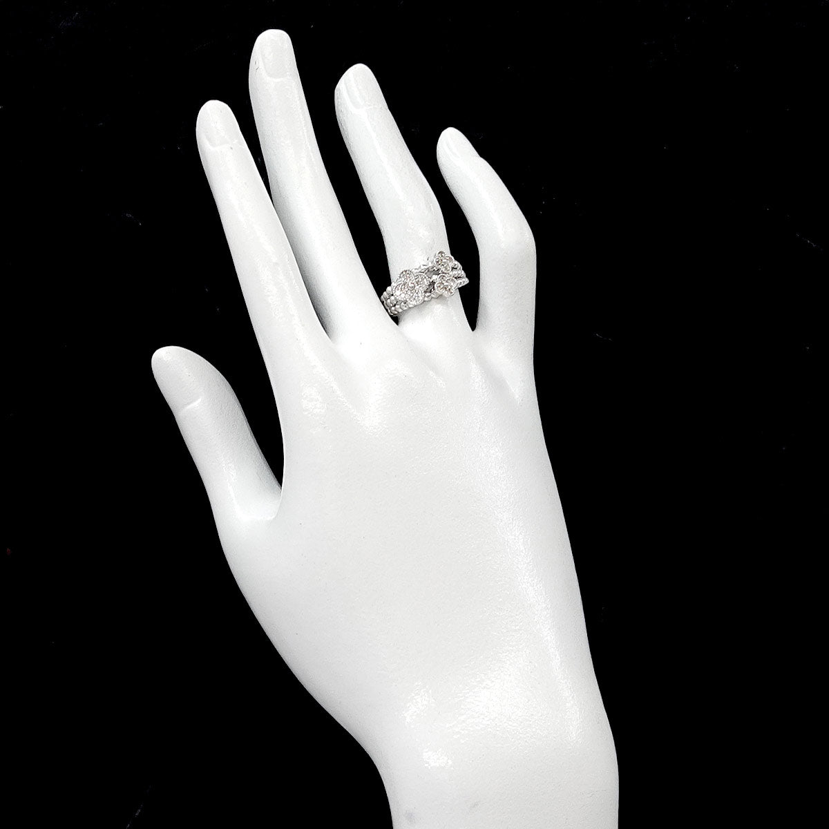 Diamond 0.21ct Ring 18K K18 WG White Gold size6.75(US)