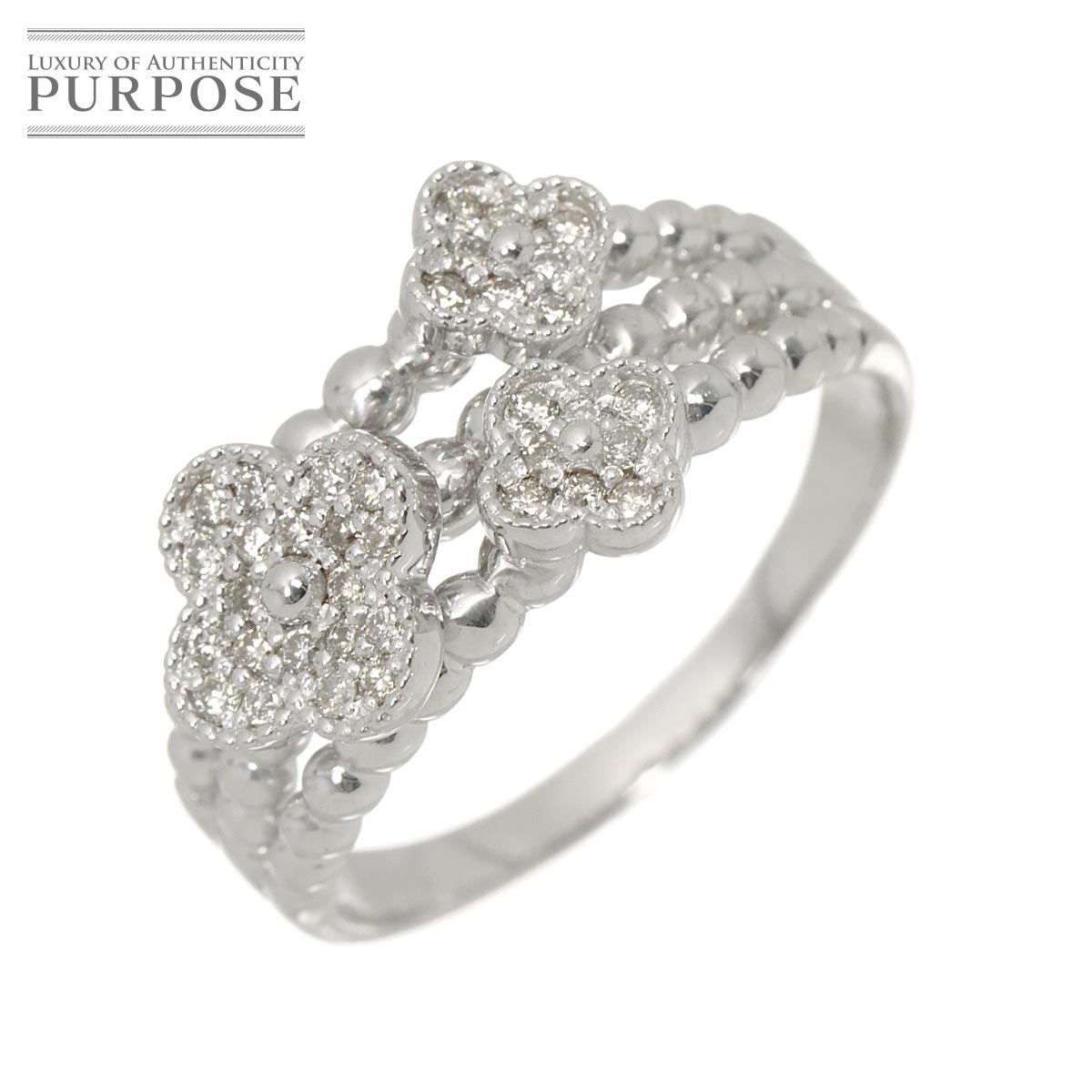 Diamond 0.21ct Ring 18K K18 WG White Gold size6.75(US)