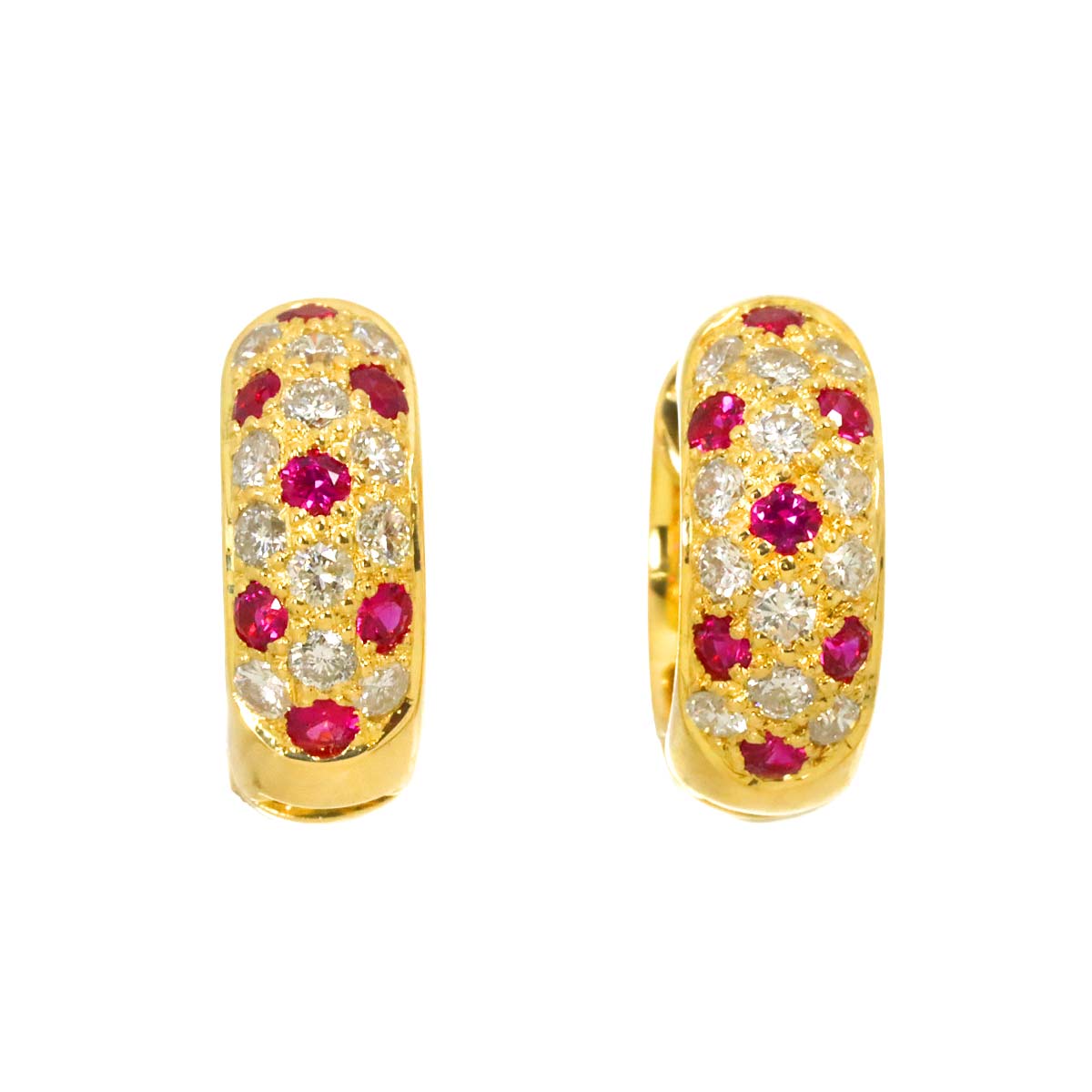 Ruby 0.25ct/0.25ct Diamond 0.27ct/0.27ct Earrings Pierced K18 YG 750