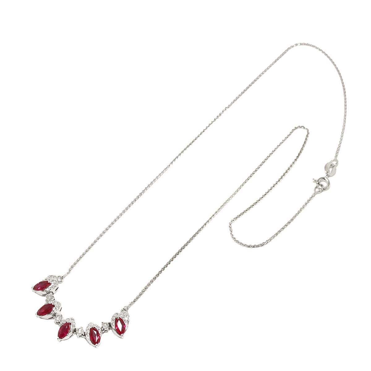 Ruby 1.45ct Diamond 0.40ct Necklace 18K WG White Gold 750 90312215