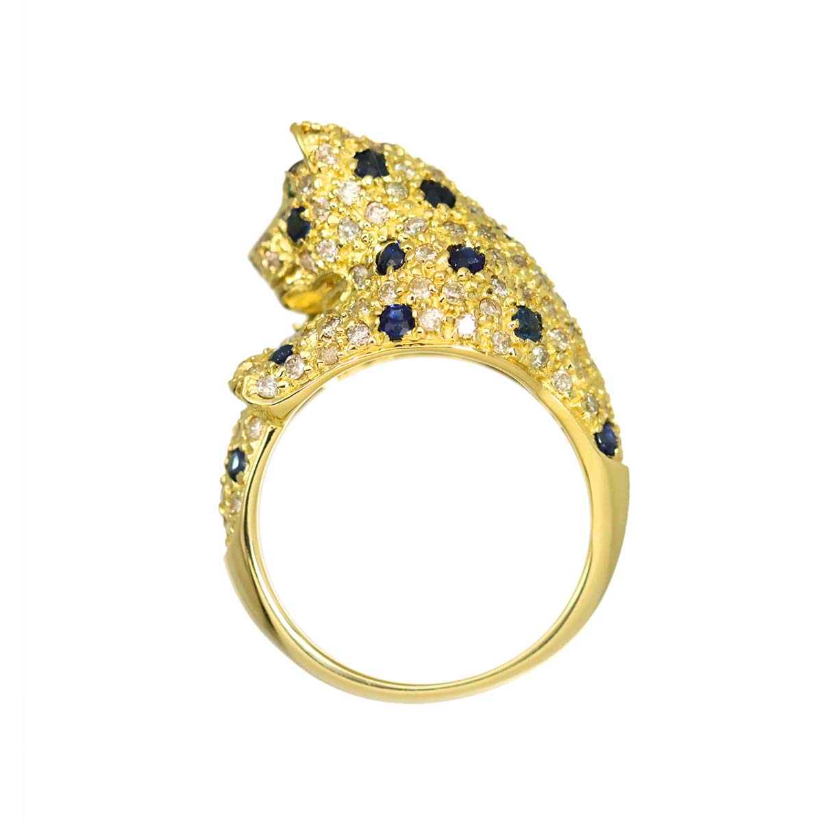 Sapphire 1.05ct Emerald Diamond 1.08ct Ring 18K YG size6.25-6.5(US)