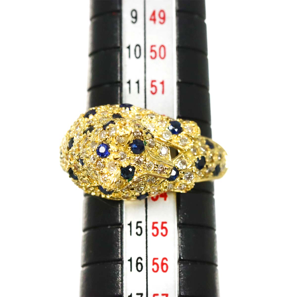 Sapphire 1.05ct Emerald Diamond 1.08ct Ring 18K YG size6.25-6.5(US)