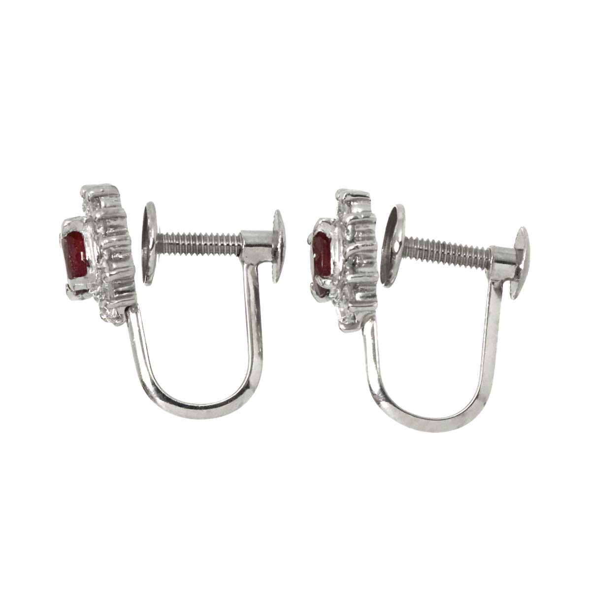 Ruby 0.21ct/0.16ct Diamond 0.15ct/0.15ct Earrings Clip on Platinum