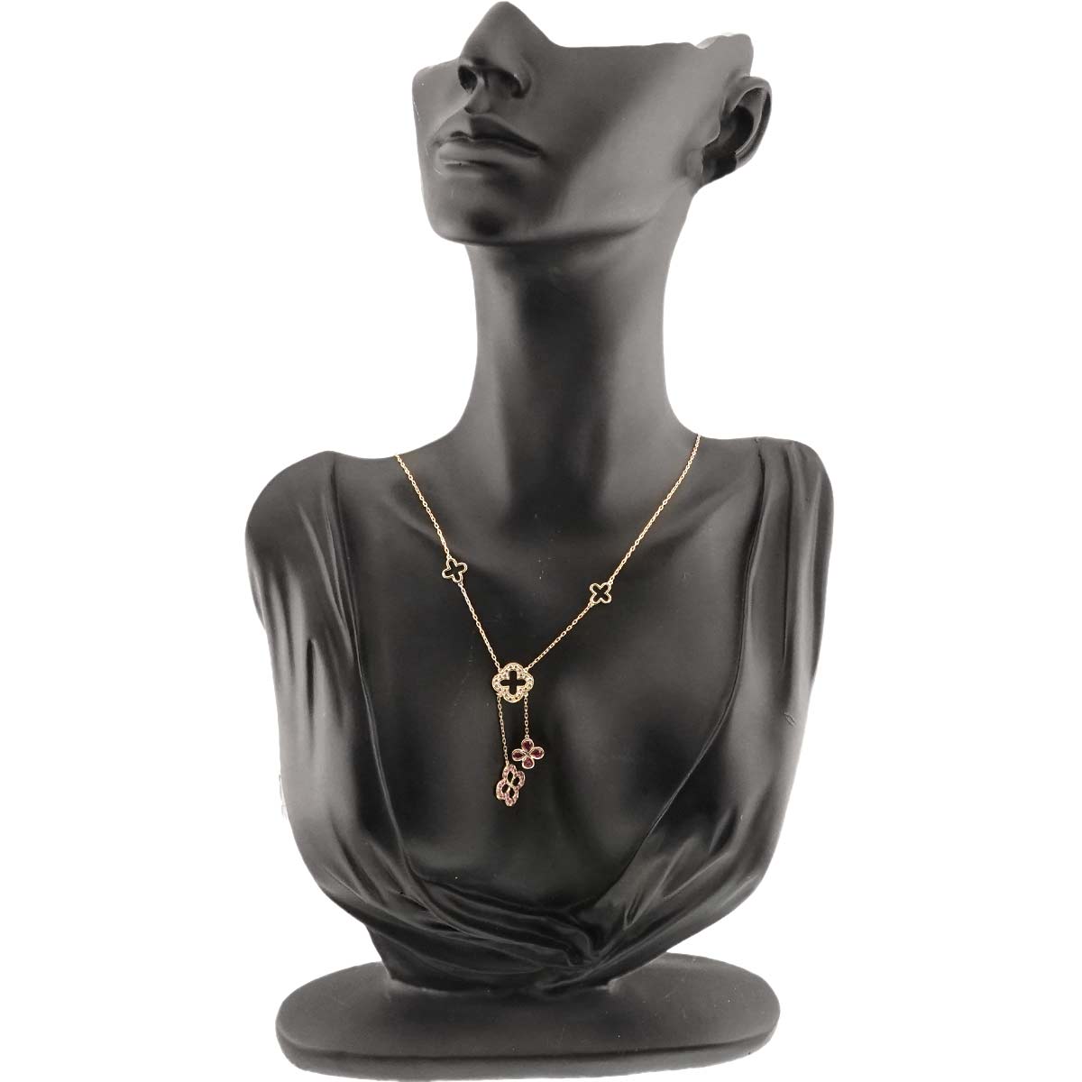 Ruby Sapphire Diamond Necklace 18K YG Yellow Gold 750