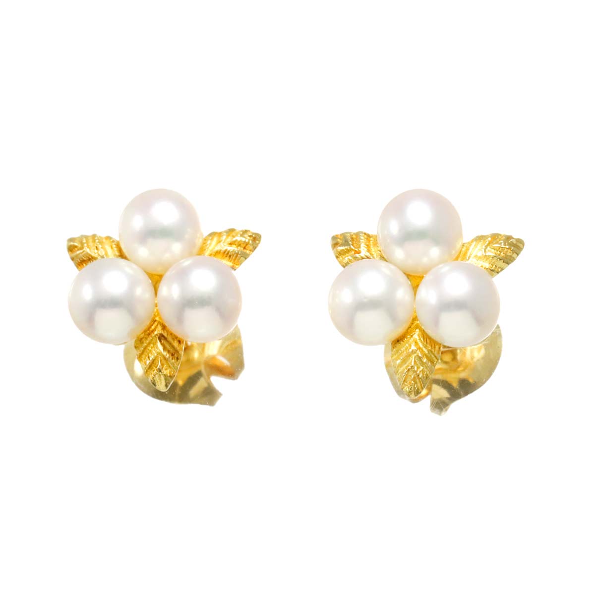 Akoya Pearl 4.5mm Earrings Pierced 18K YG 750
