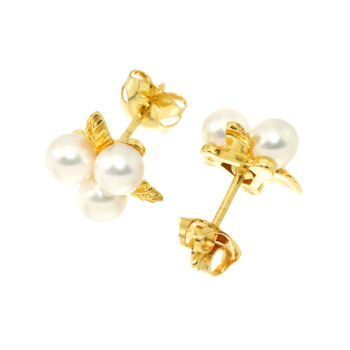 Akoya Pearl 4.5mm Earrings Pierced 18K YG 750