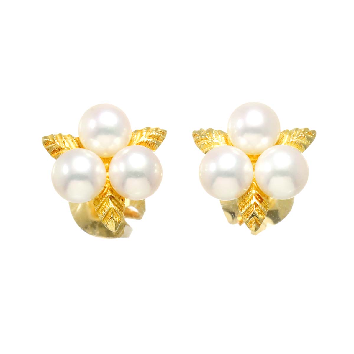 Akoya Pearl 4.5mm Earrings Pierced 18K YG 750