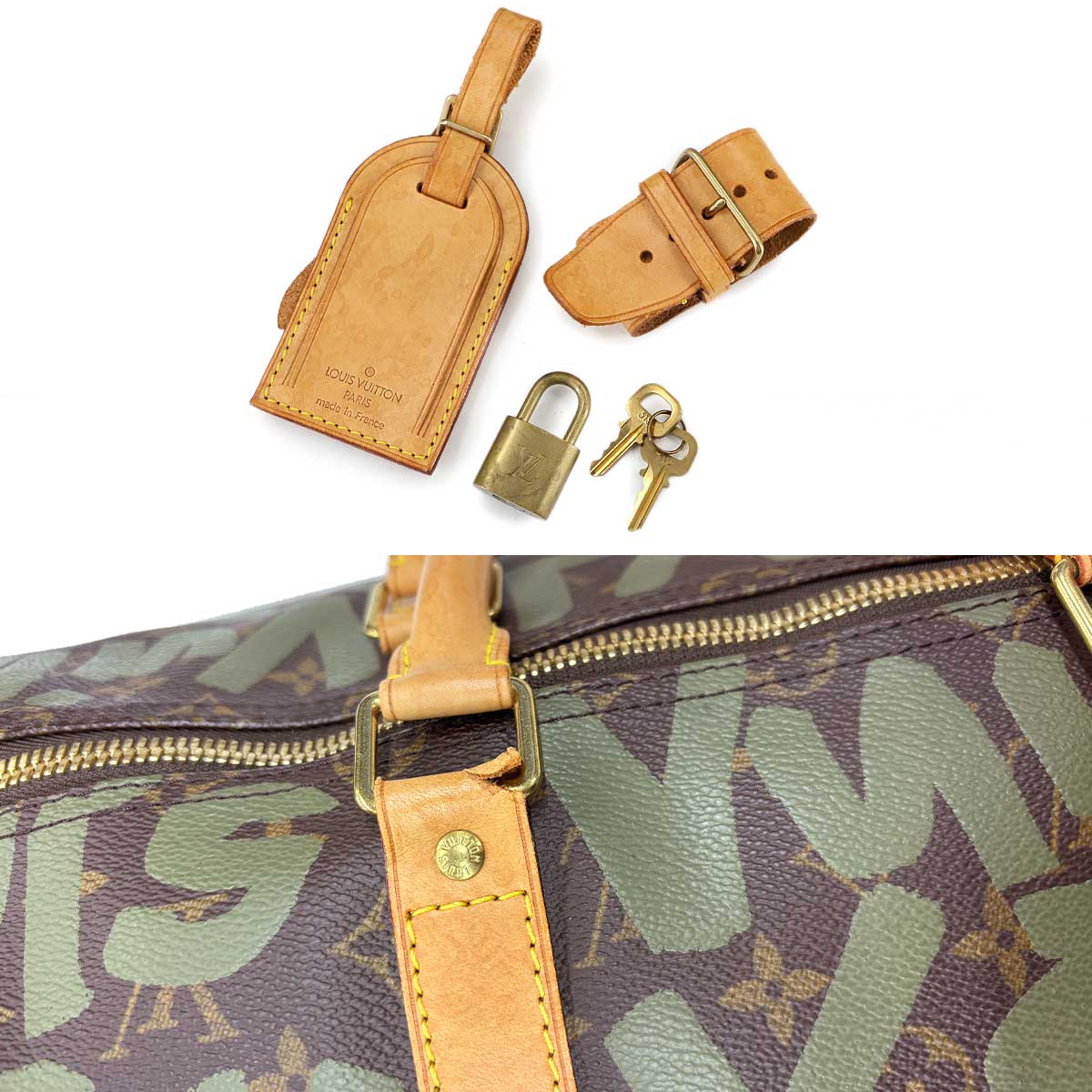 Monogram Graffiti Keepall 50 Luggage Bag Khaki M92196