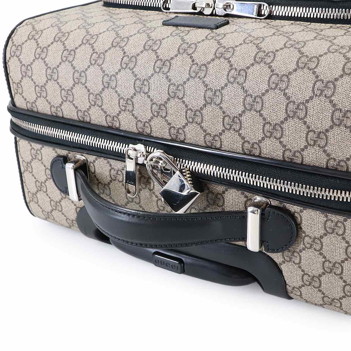 GG Supreme Luggage PVC Leather Beige Black 451003