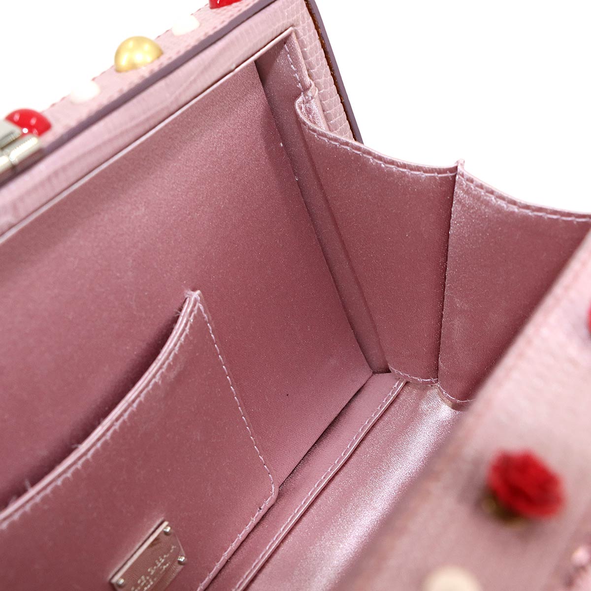 Flower motif Shoulder Clutch Bag Leather Sequins Pink