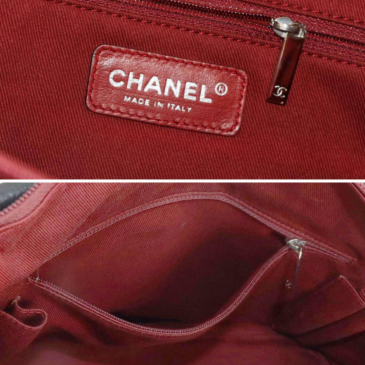 Cambon Line Cotton Club Chain Tote Bag Leather Black A34318