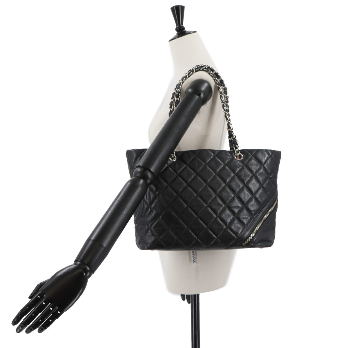 Cambon Line Cotton Club Chain Tote Bag Leather Black A34318