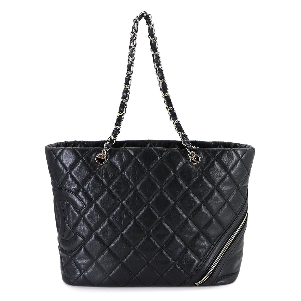 Cambon Line Cotton Club Chain Tote Bag Leather Black A34318