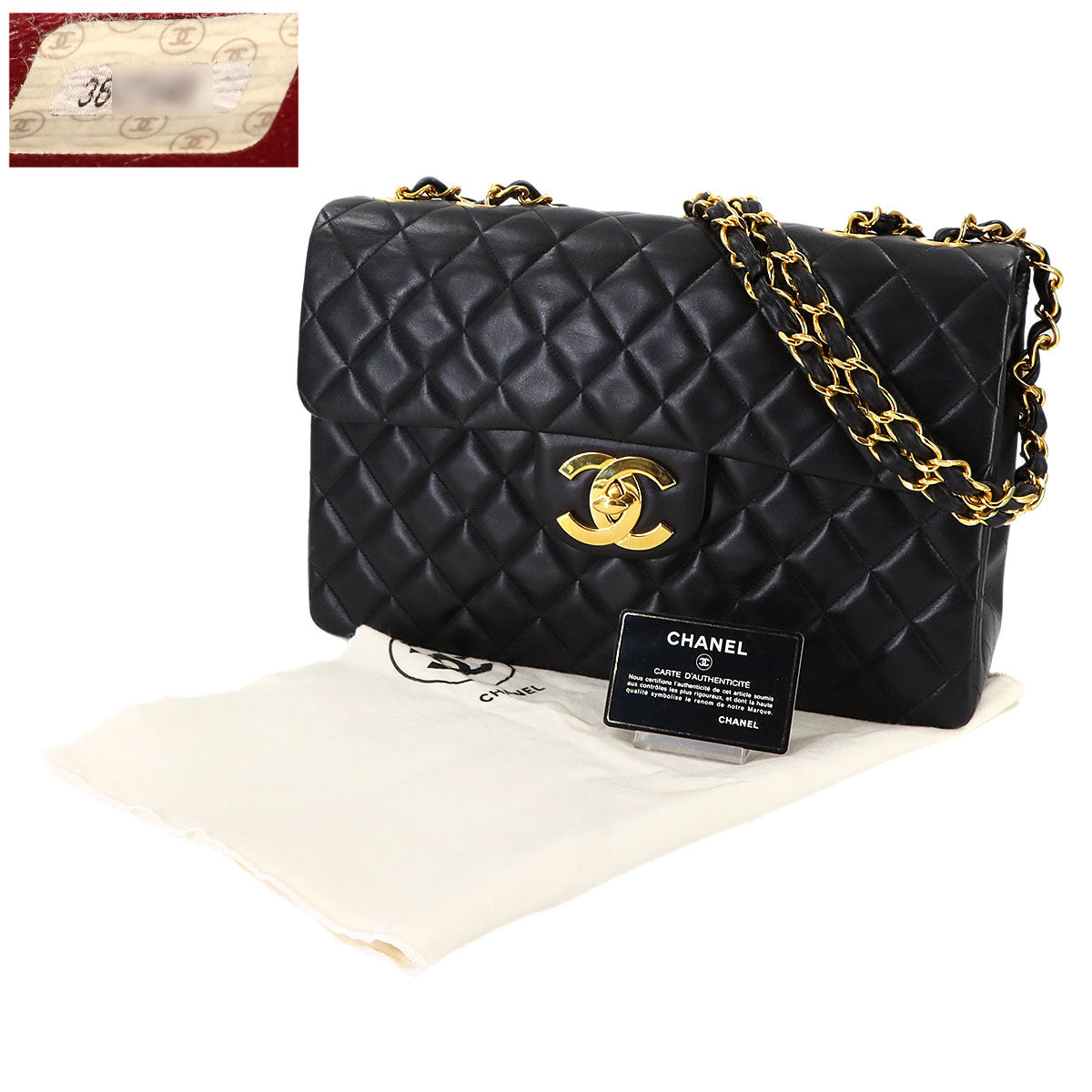 Matelasse 34 Chain Shoulder Bag Leather Black A01094 Vintage