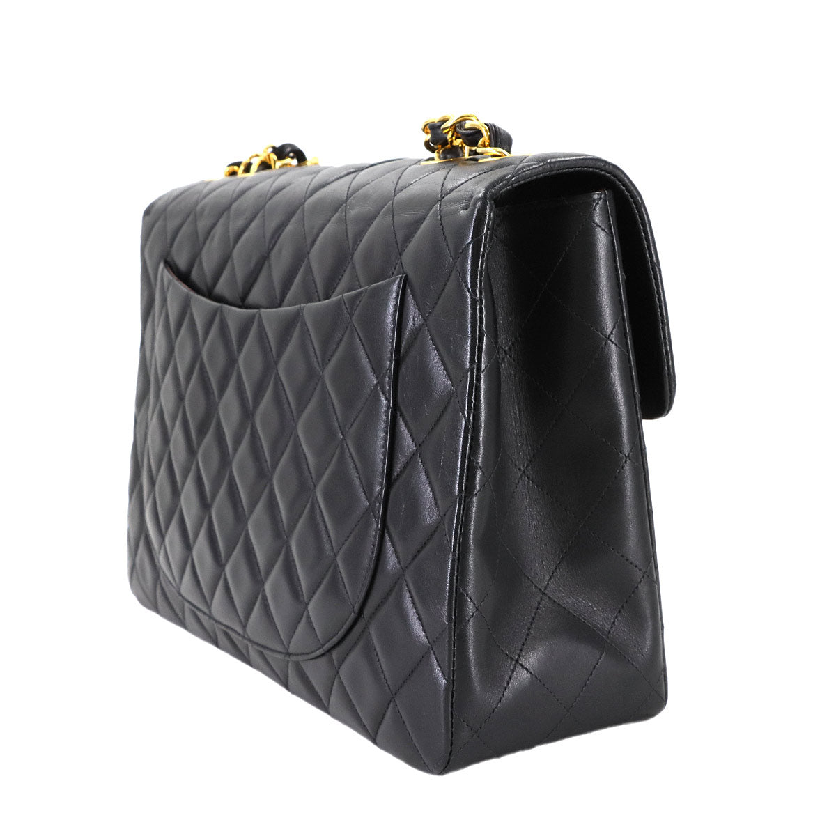 Matelasse 34 Chain Shoulder Bag Leather Black A01094 Vintage