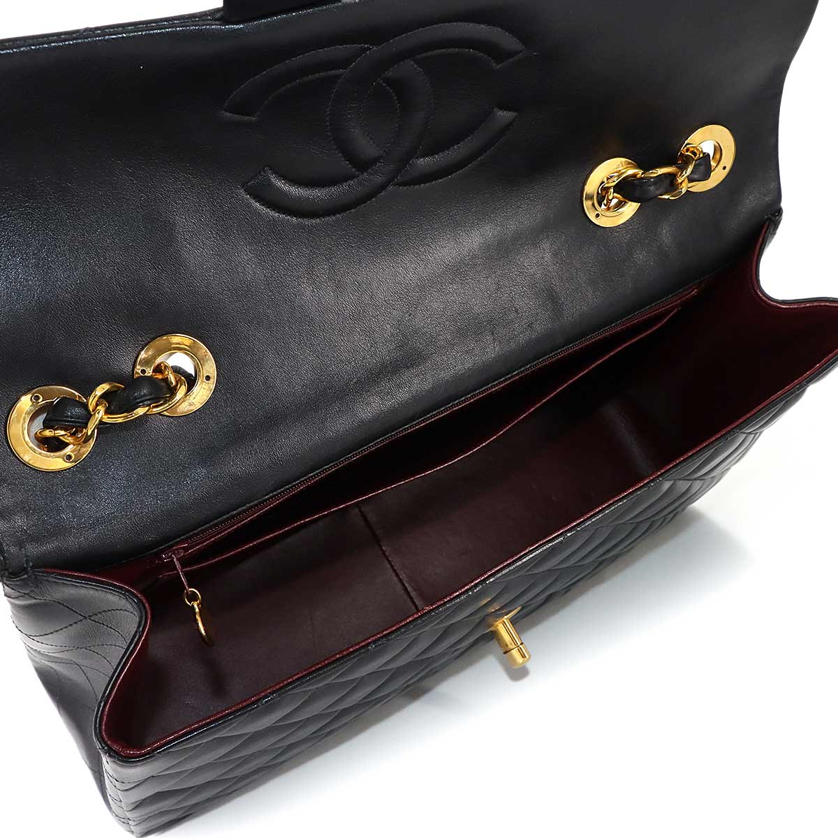 Matelasse 34 Chain Shoulder Bag Leather Black A01094 Vintage