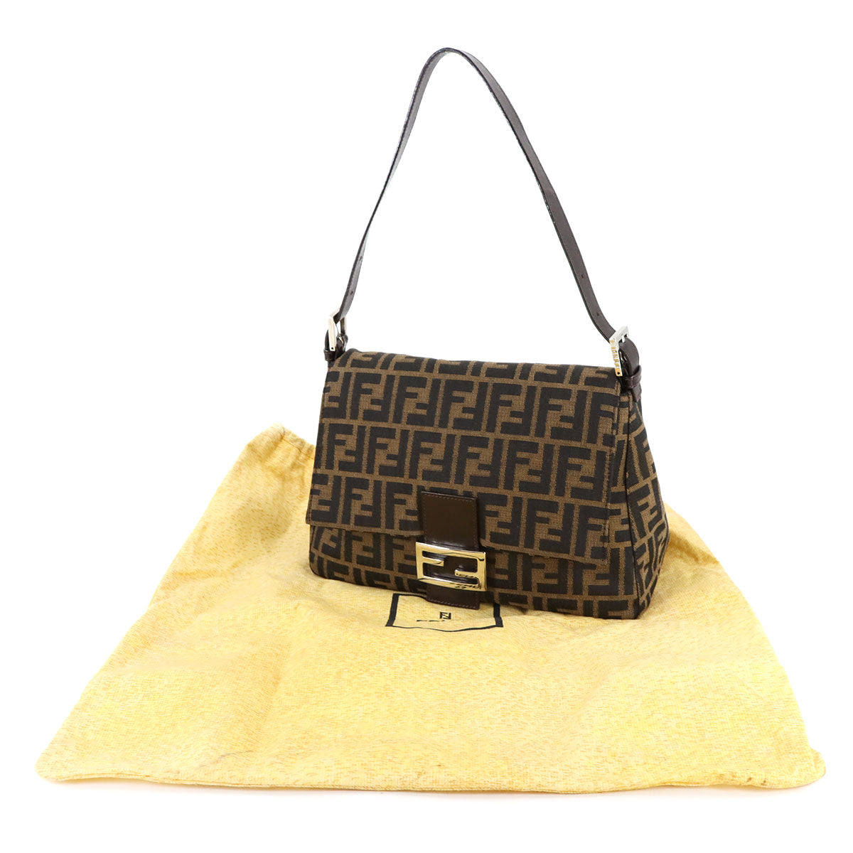 Zucca Mamma Baguette Shoulder Bag Canvas Leather Brown 26325