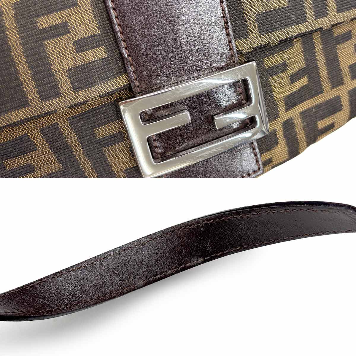 Zucca Mamma Baguette Shoulder Bag Canvas Leather Brown 26325