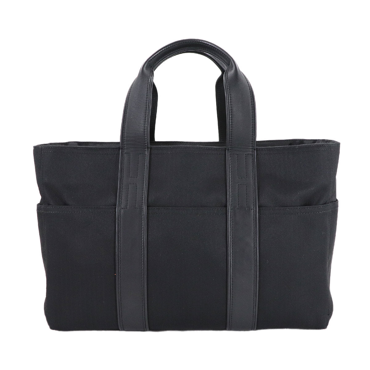 Acapulco MM Tote Bag Toile Chevrons Leather Black Purse