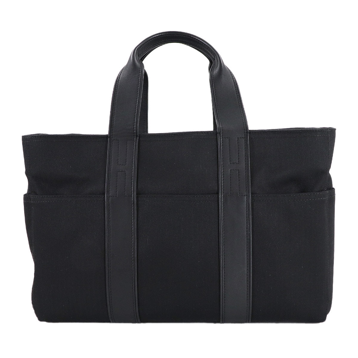 Acapulco MM Tote Bag Toile Chevrons Leather Black Purse